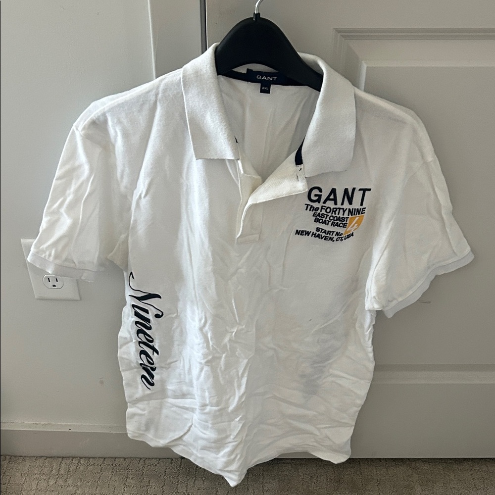 GANT White Graphic Men's Polo Shirt